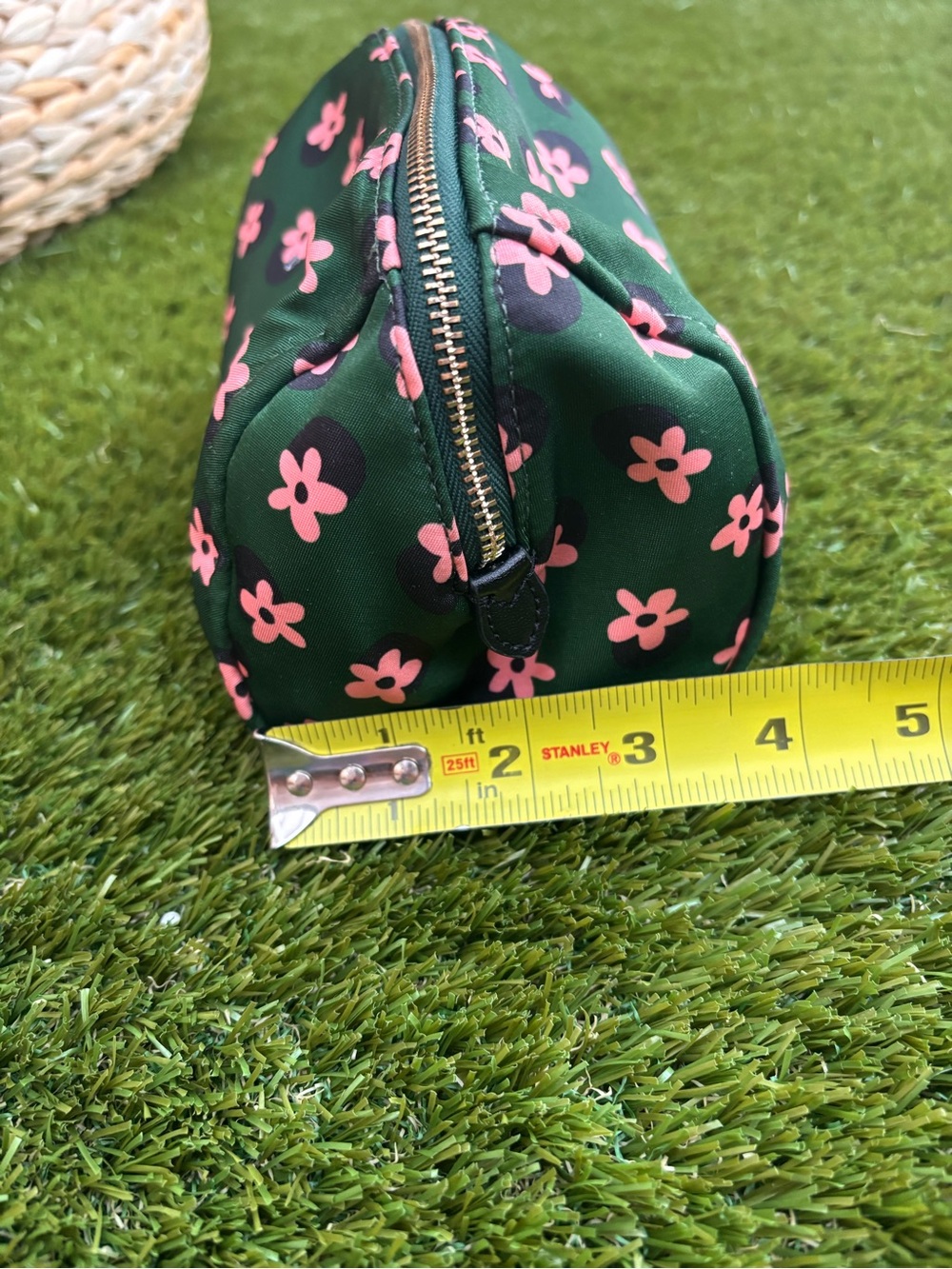 kate spade dark green cosmetic pouch with pink floral print - Picture 10 of 10